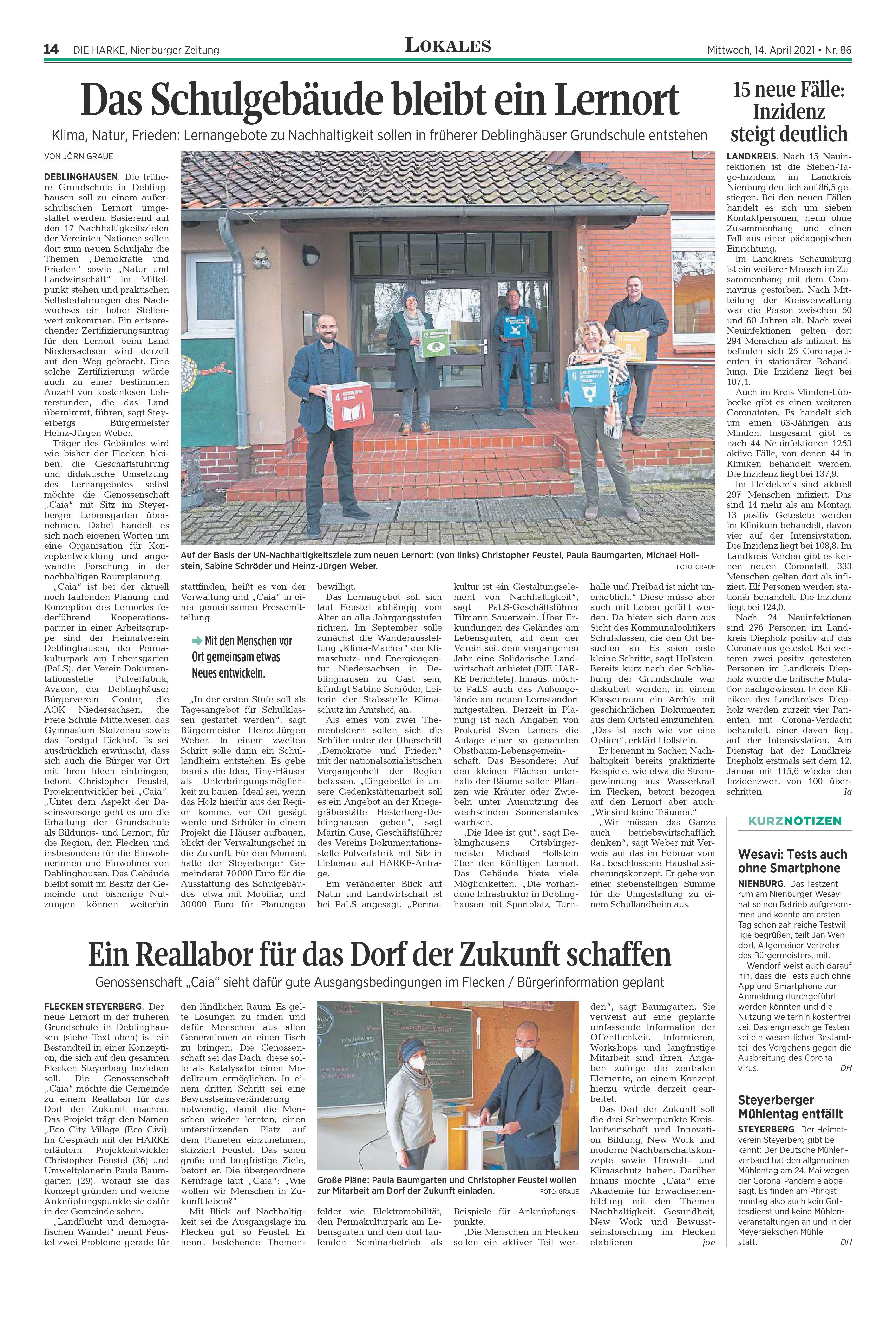 20210414 zeitungsartikeldieharke bittenurinternenutzung