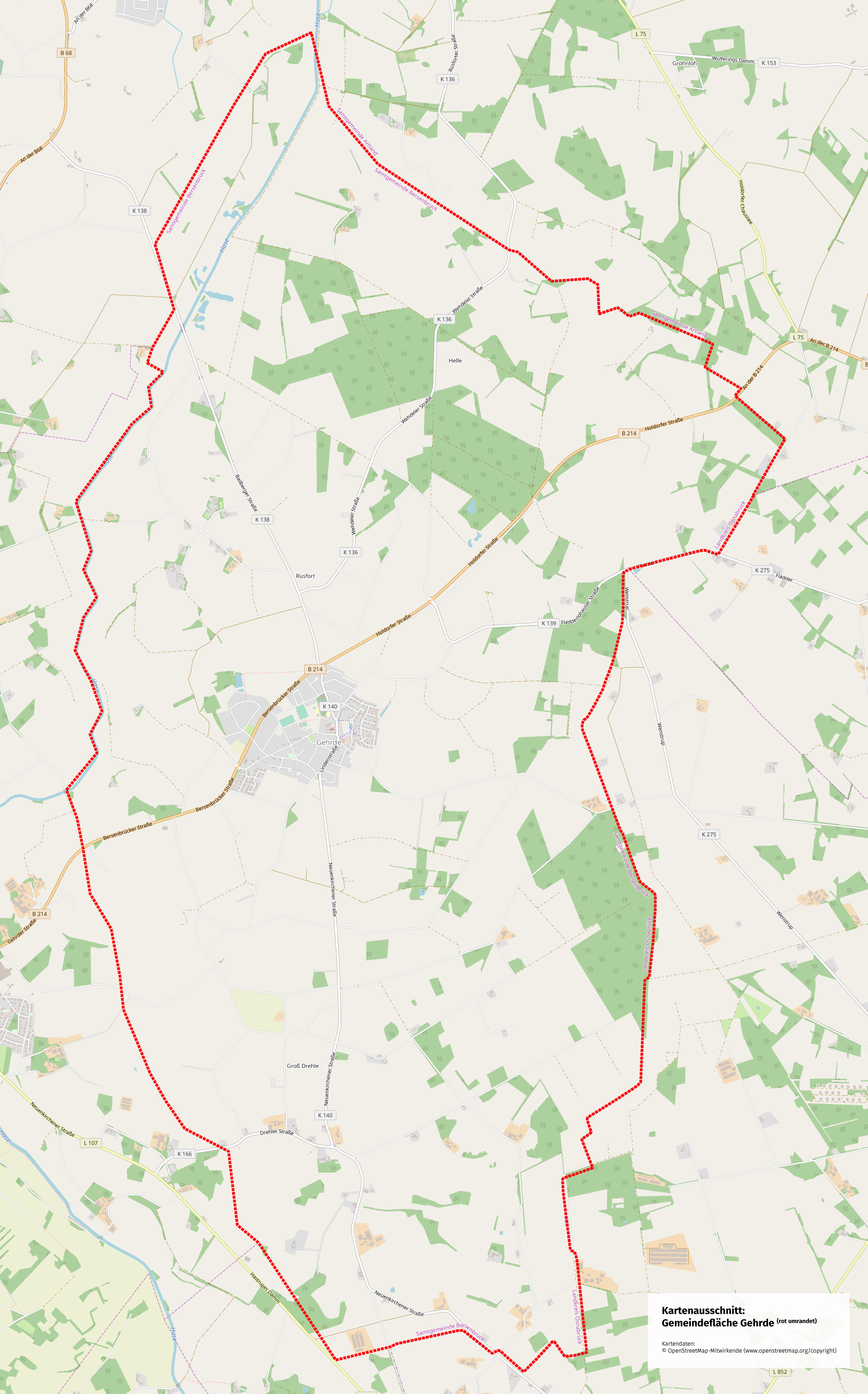 kartenausschnitt gemeindeflaeche gehrde osm