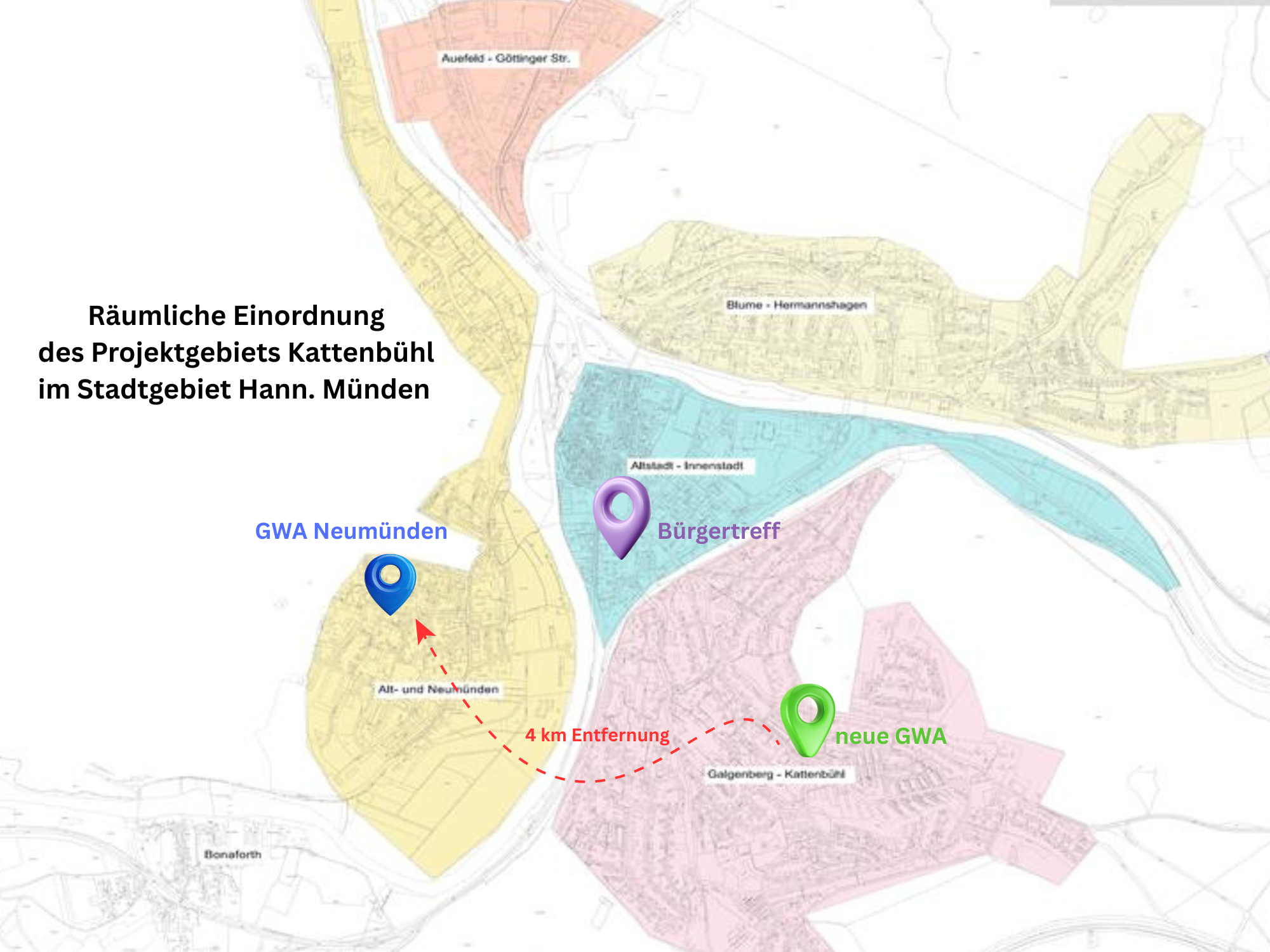raeumliche einordnung des projektgebiets kattenbuehl im stadtgebiet hann. muenden