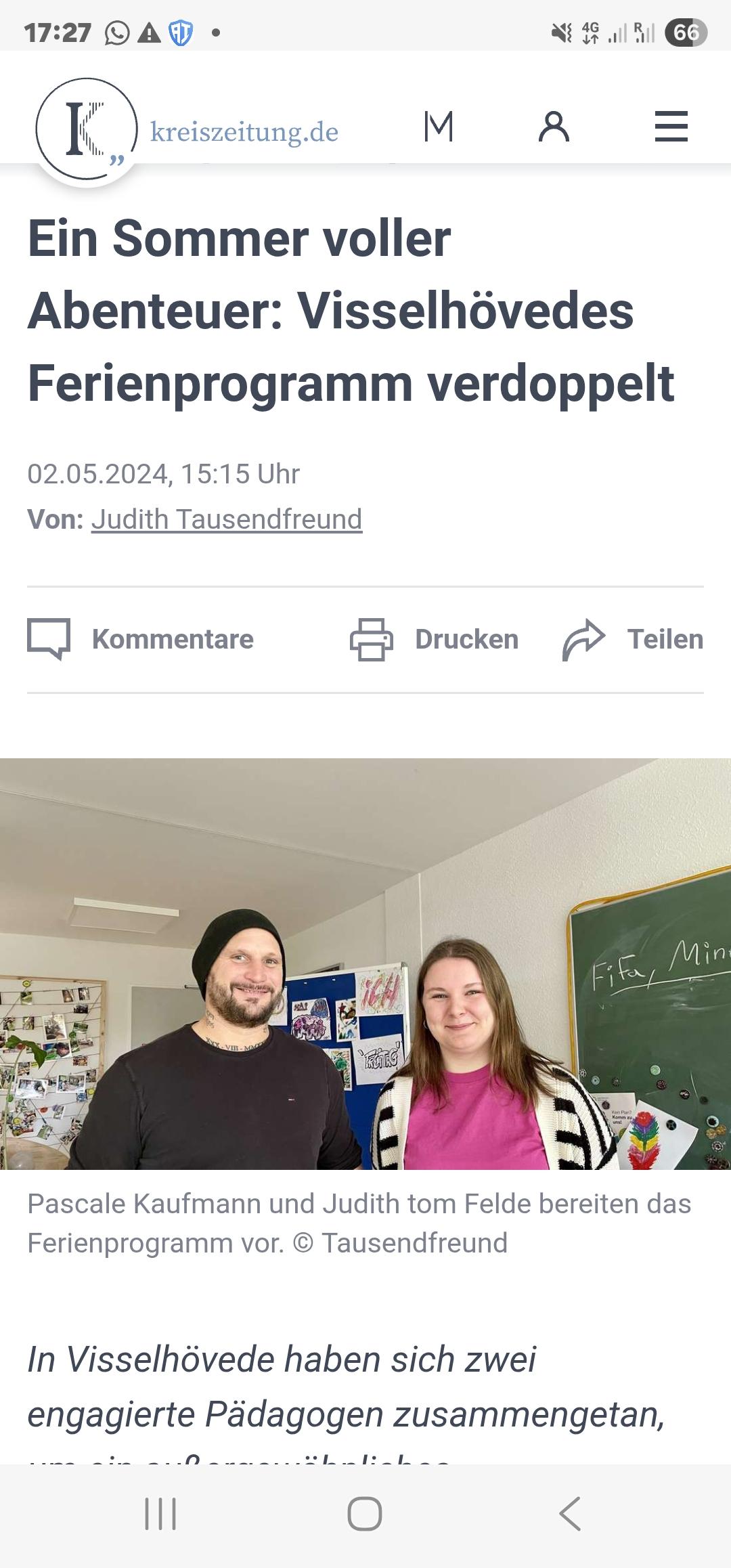 zeitungsbericht judith ferienprogramm