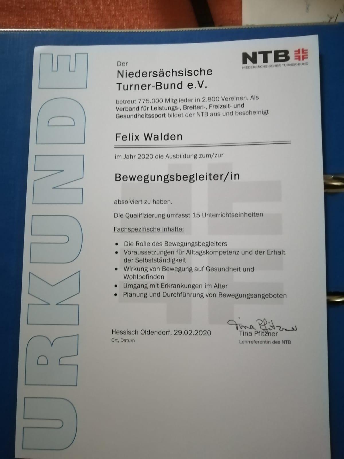 zertifikat bewegungsbegleiter felix walden